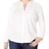Calvin Klein Women's Plus-Size Non-Iron Knit Combo Shirt -Clothing Store 71ott8NUUSL. AC SR736920