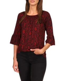 MICHAEL Michael Kors Petite Python Flare Sleeve Top